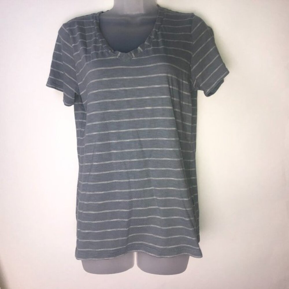 The North Face T-shirt Gray White Stripes Women's M/M‎